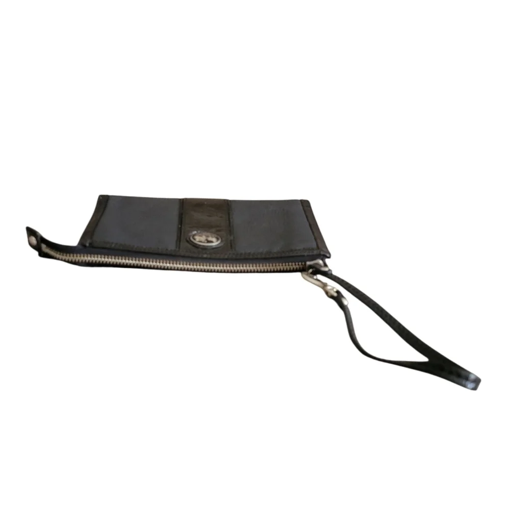 Coach Black Leather Wristlet with Signature Patch